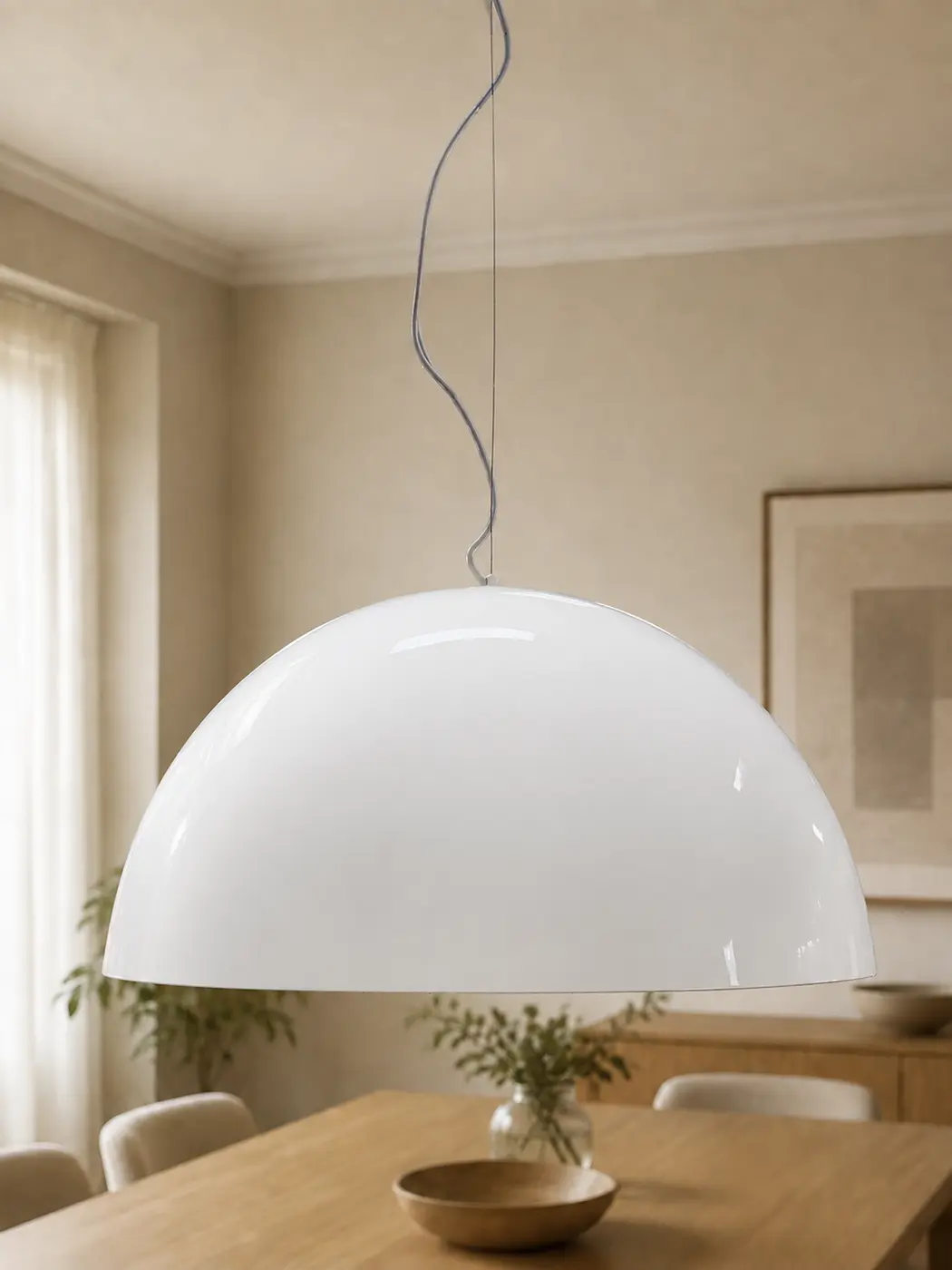Pendente Treelux Meia Esfera Grande Branco e Laranja